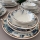 Set veselă, 24 de piese, din ceramică — alb/albastru/maro