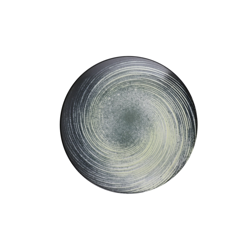 Set veselă 24 de piese verde/negru/porțelan