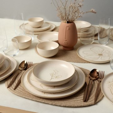 Set veselă 24 piese, bej/ceramică
