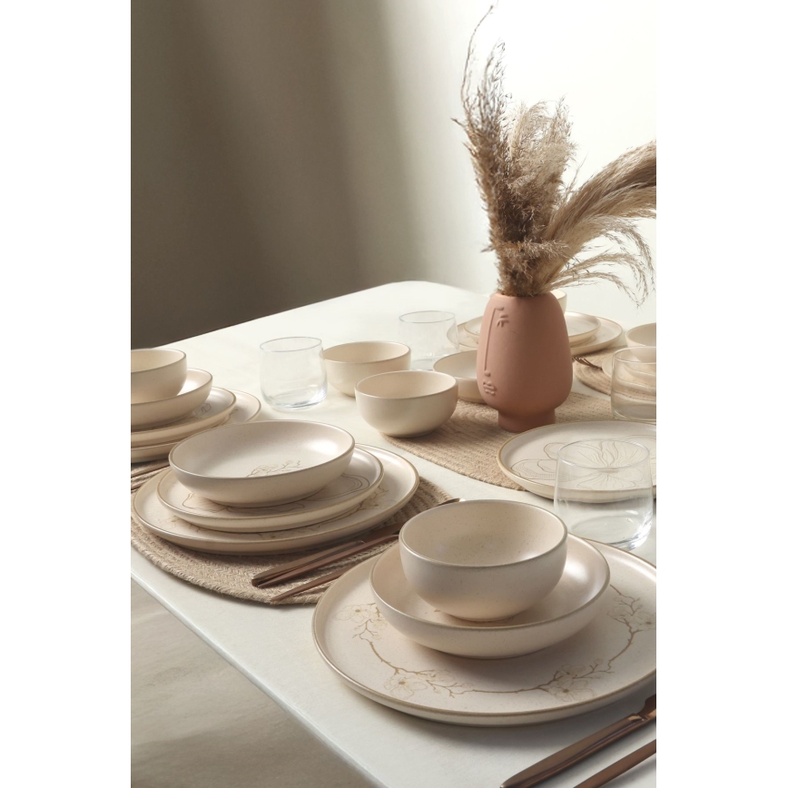 Set veselă 24 piese, bej/ceramică