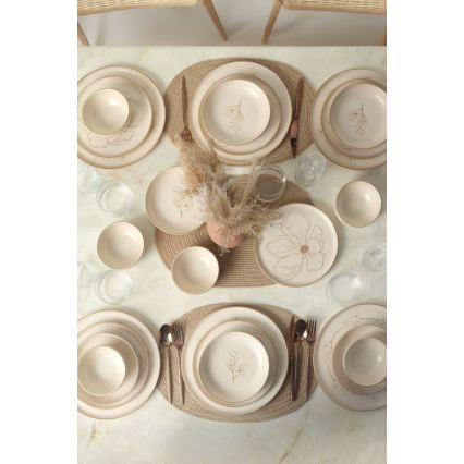 Set veselă 24 piese, bej/ceramică