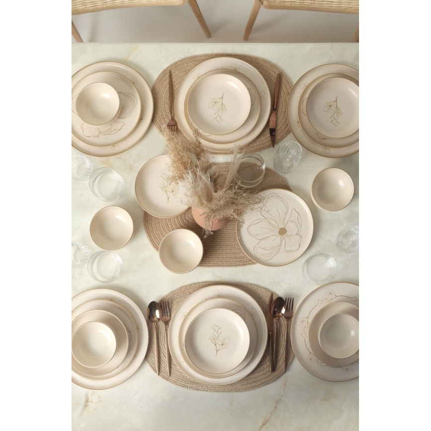 Set veselă 24 piese, bej/ceramică