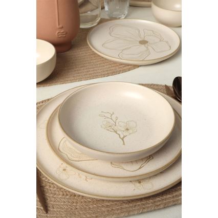 Set veselă 24 piese, bej/ceramică