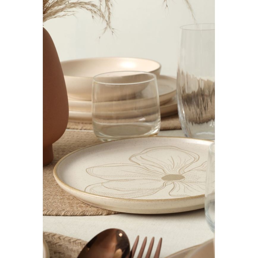 Set veselă 24 piese, bej/ceramică