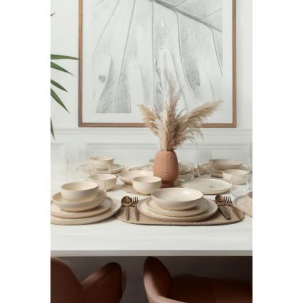 Set veselă 24 piese, bej/ceramică