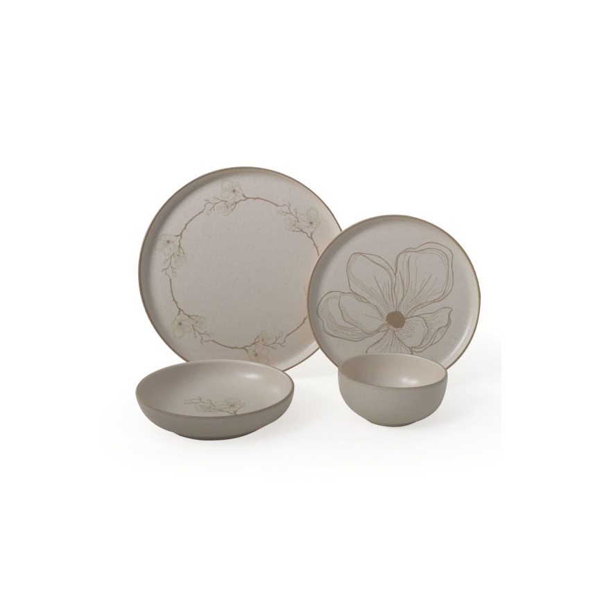Set veselă 24 piese, bej/ceramică