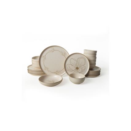 Set veselă 24 piese, bej/ceramică