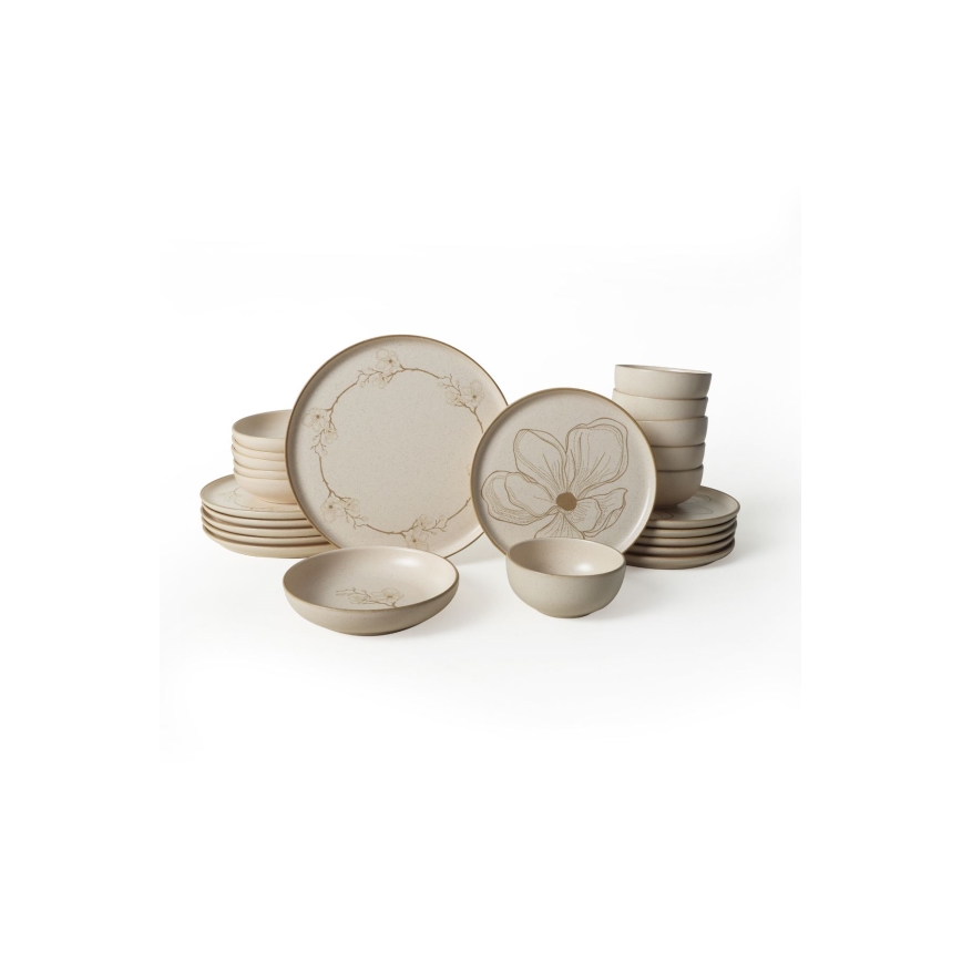 Set veselă 24 piese, bej/ceramică