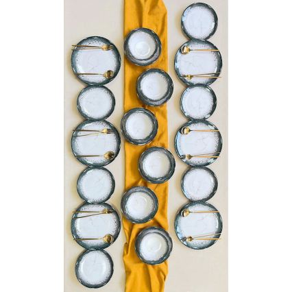 Set veselă 24 piese, ceramică, alb/antracit