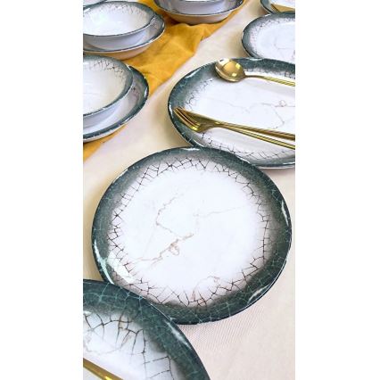 Set veselă 24 piese, ceramică, alb/antracit