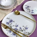 Set veselă 24 piese, ceramică, alb/mov