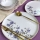 Set veselă 24 piese, ceramică, alb/mov