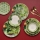 Set veselă, 24 piese, ceramică, verde/alb