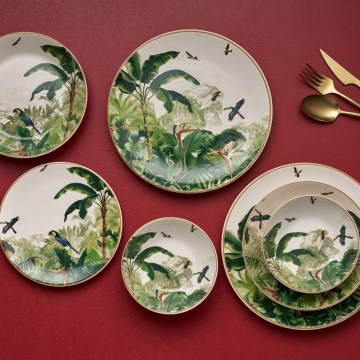 Set veselă 24 piese din ceramică, multicolor
