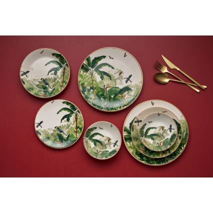 Set veselă 24 piese din ceramică, multicolor