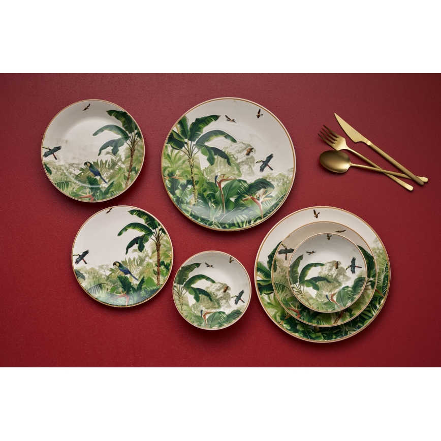 Set veselă 24 piese din ceramică, multicolor