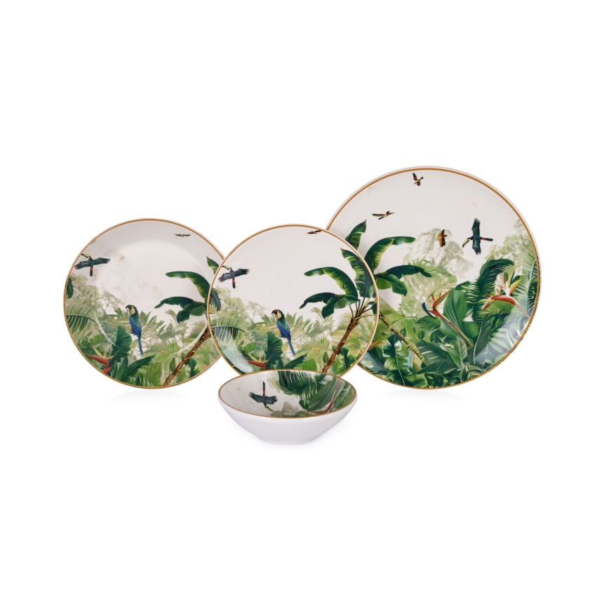 Set veselă 24 piese din ceramică, multicolor