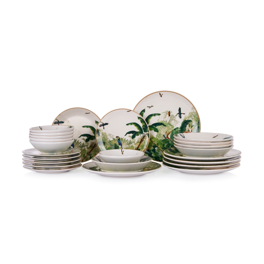 Set veselă 24 piese din ceramică, multicolor