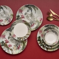 Set veselă, 24 piese, din ceramică, multicoloră