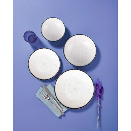 Set veselă 24 piese, din porțelan, alb/negru