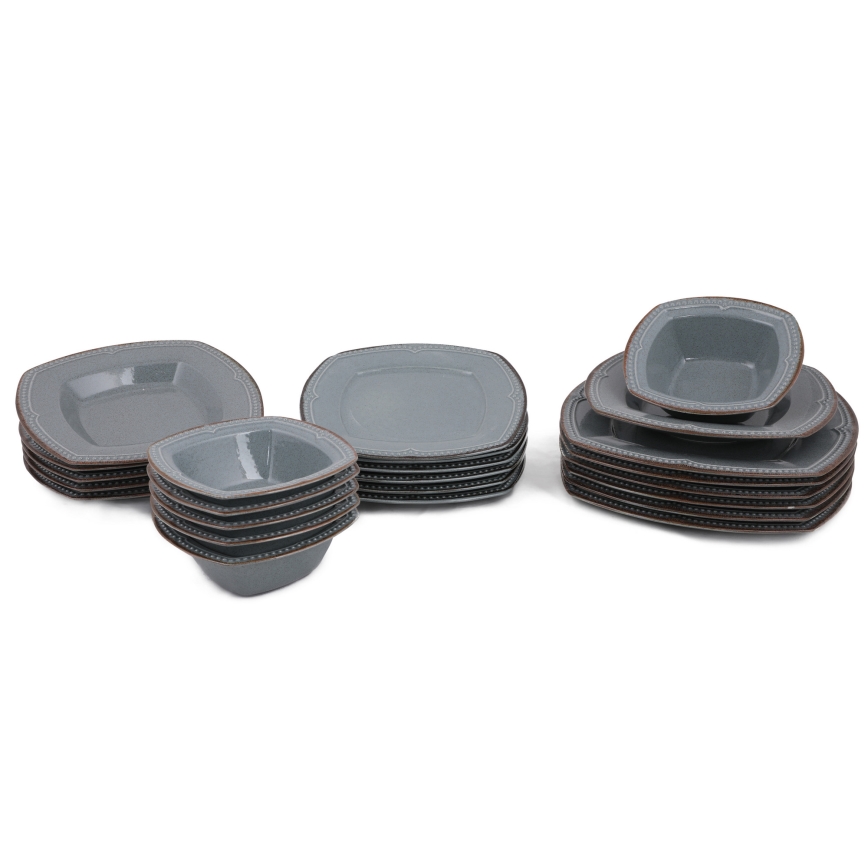 Set veselă 24 piese din porțelan, albastru