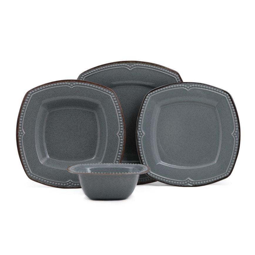 Set veselă 24 piese din porțelan, albastru