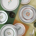 Set veselă 24 piese din porțelan, multicolor