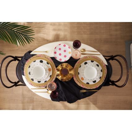 Set veselă 24 piese, din porțelan, multicolor