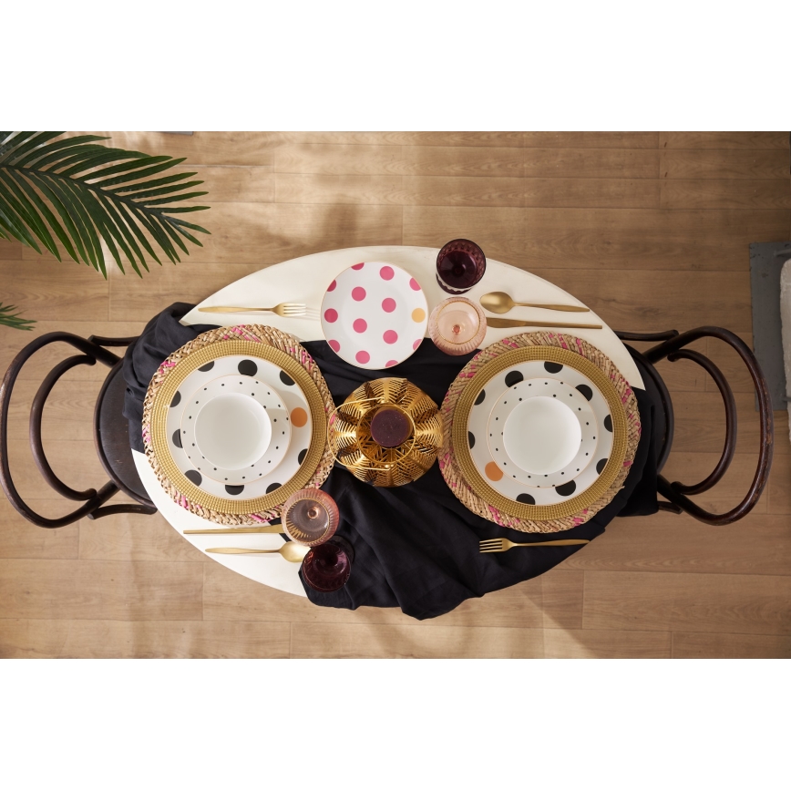 Set veselă 24 piese, din porțelan, multicolor