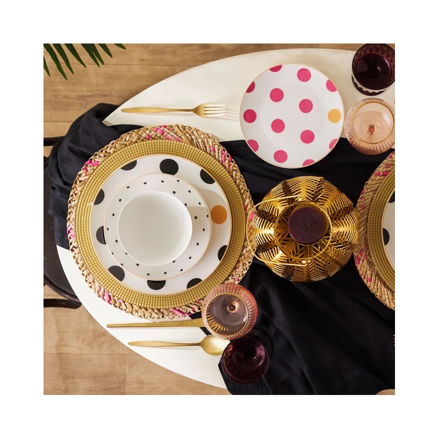 Set veselă 24 piese, din porțelan, multicolor