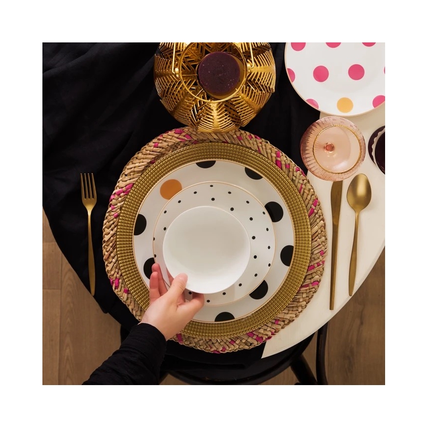 Set veselă 24 piese, din porțelan, multicolor