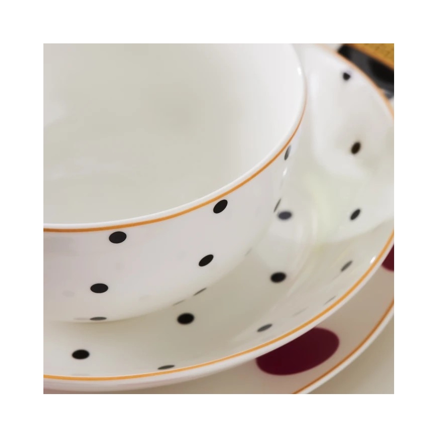 Set veselă 24 piese, din porțelan, multicolor