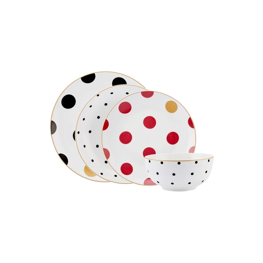 Set veselă 24 piese, din porțelan, multicolor