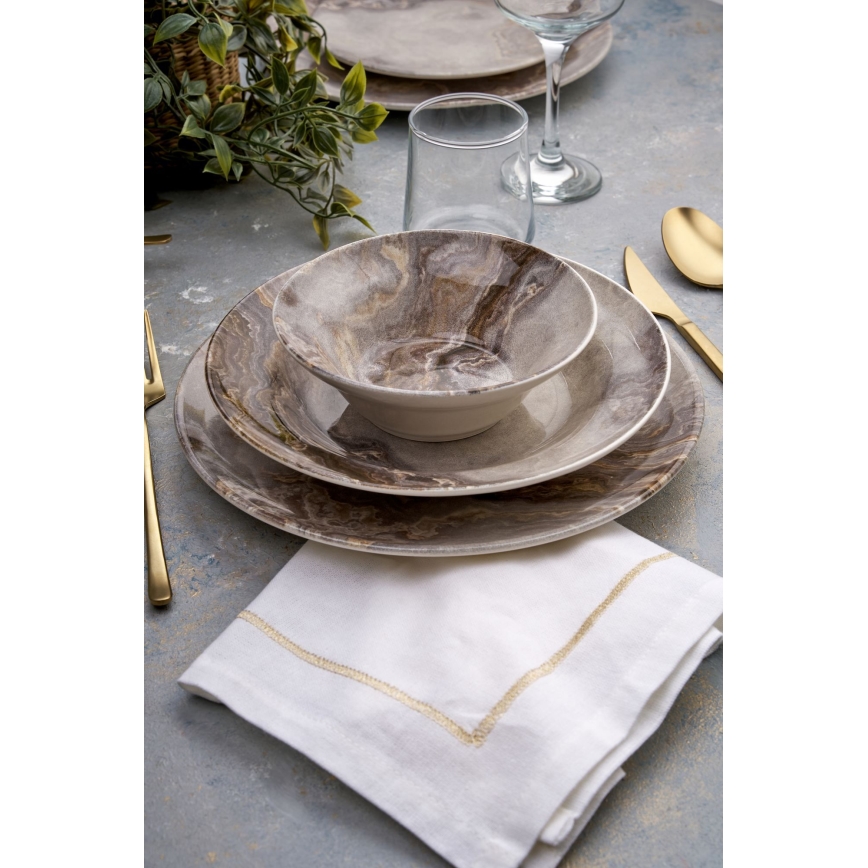 Set veselă 24 piese maro/ceramică
