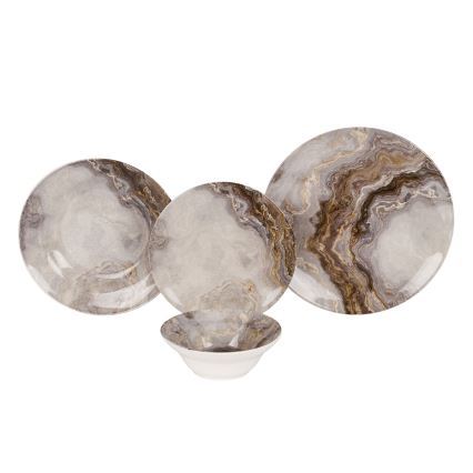 Set veselă 24 piese maro/ceramică