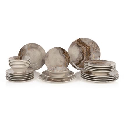Set veselă 24 piese maro/ceramică