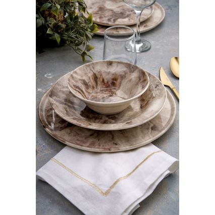 Set veselă, 24 piese, maro, din ceramică