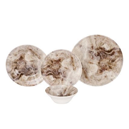 Set veselă, 24 piese, maro, din ceramică