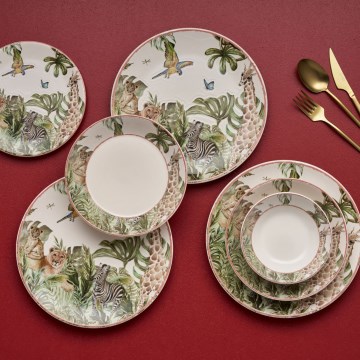 Set veselă 24 piese multicolor/ceramică