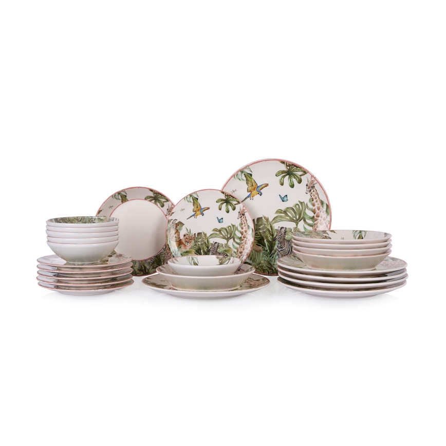 Set veselă 24 piese multicolor/ceramică
