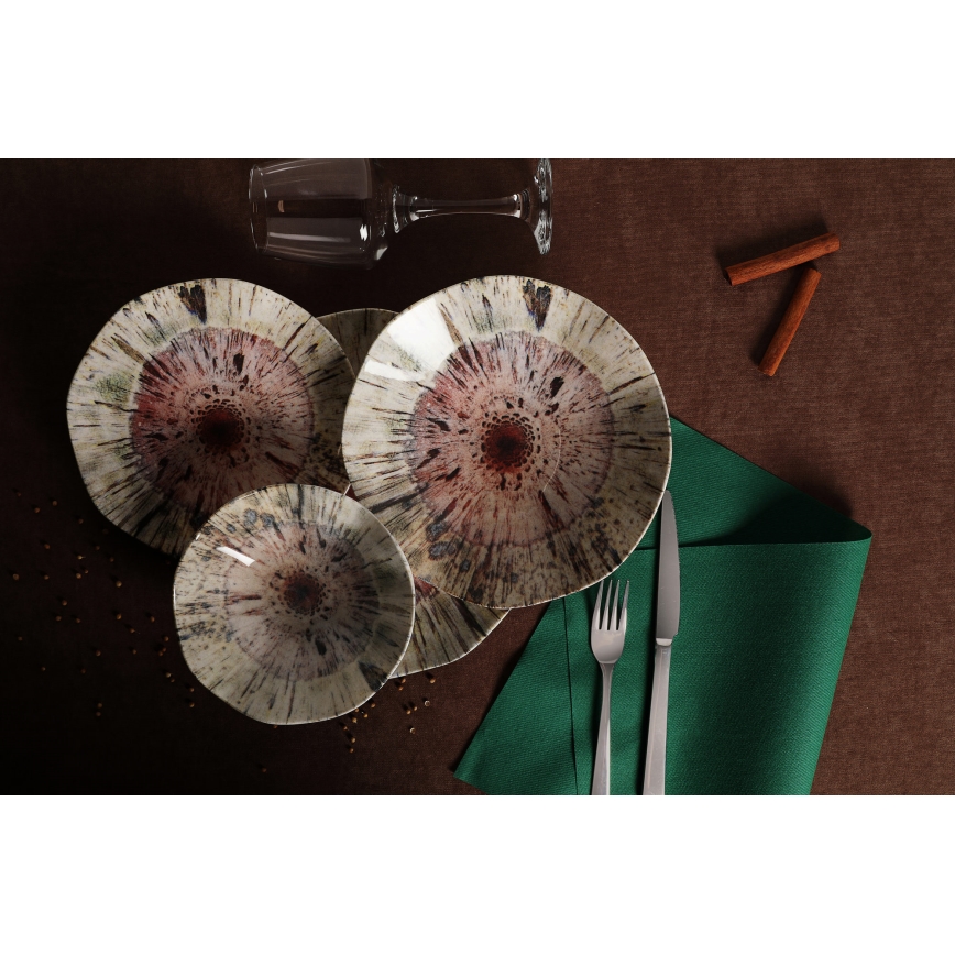 Set veselă 24 piese multicolor/porțelan