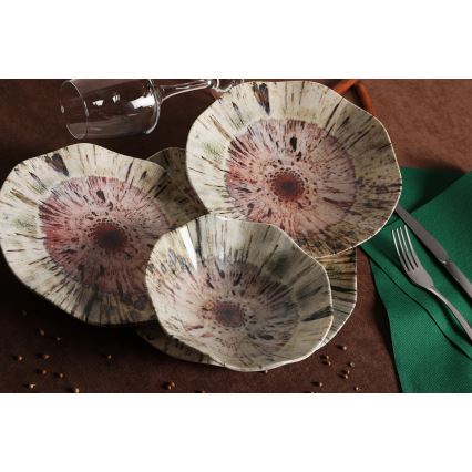 Set veselă 24 piese multicolor/porțelan