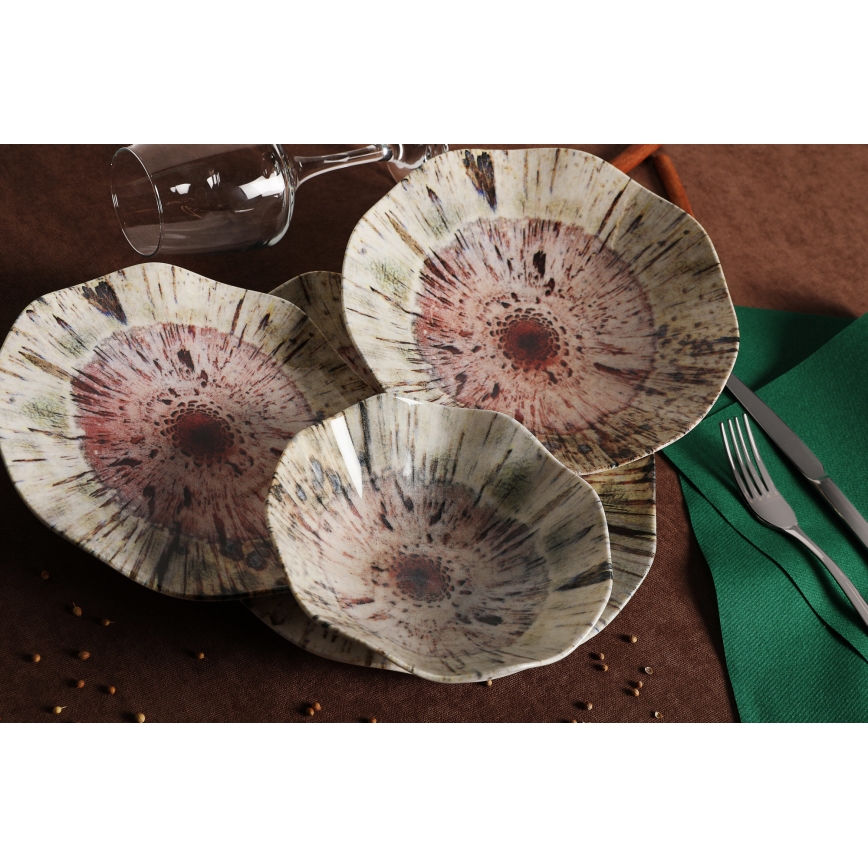 Set veselă 24 piese multicolor/porțelan