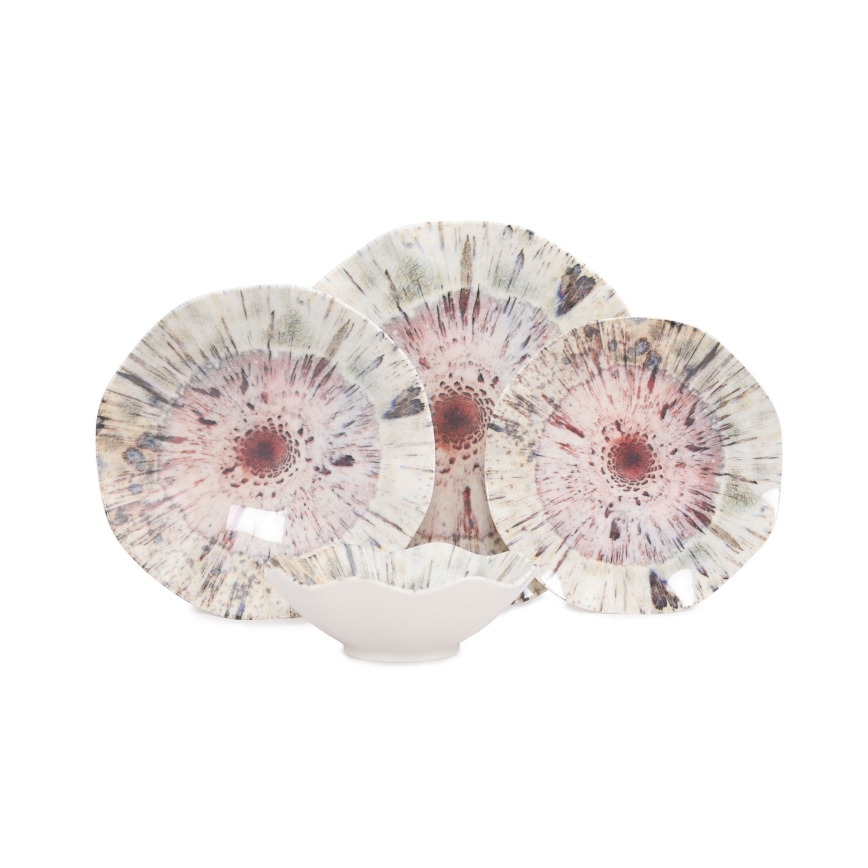 Set veselă 24 piese multicolor/porțelan