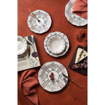 Set veselă 24 piese, multicolor, porțelan