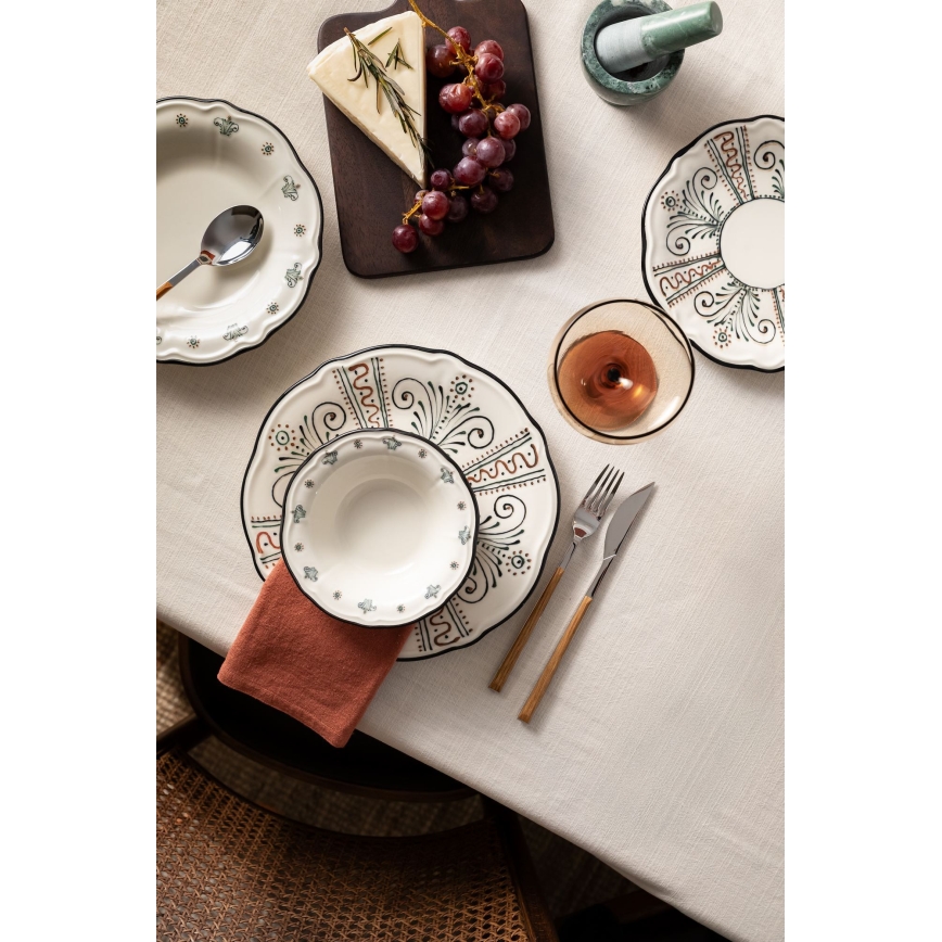 Set veselă 24 piese, multicolor, porțelan