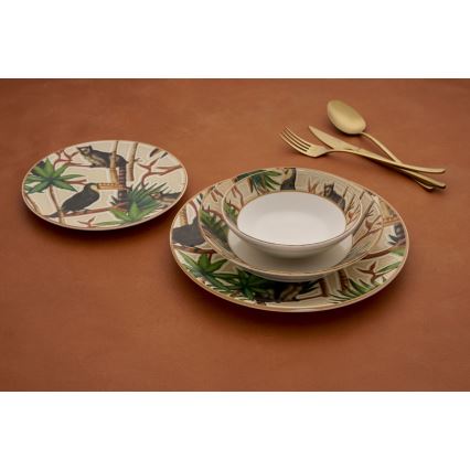 Set veselă 24 piese multicoloră/ceramică