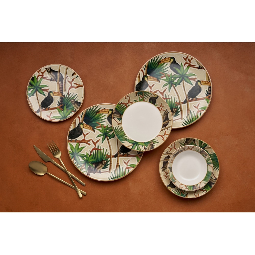 Set veselă 24 piese multicoloră/ceramică