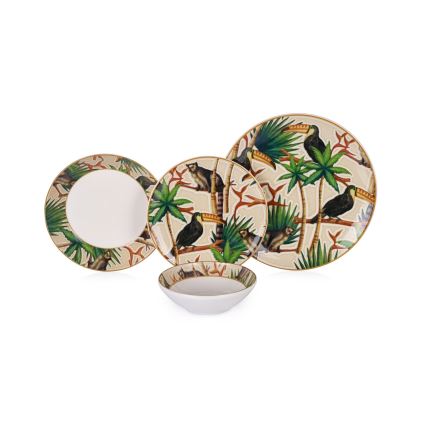 Set veselă 24 piese multicoloră/ceramică