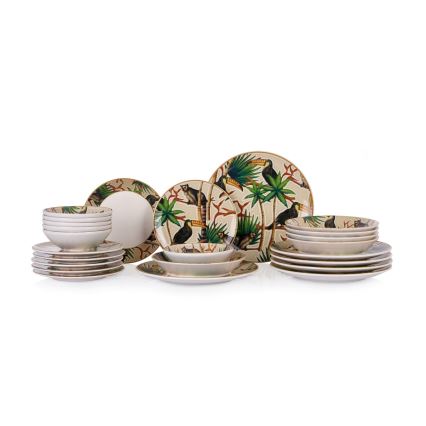 Set veselă 24 piese multicoloră/ceramică